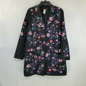 Blaine Trump Black Embroidered Jacket Blazer M
